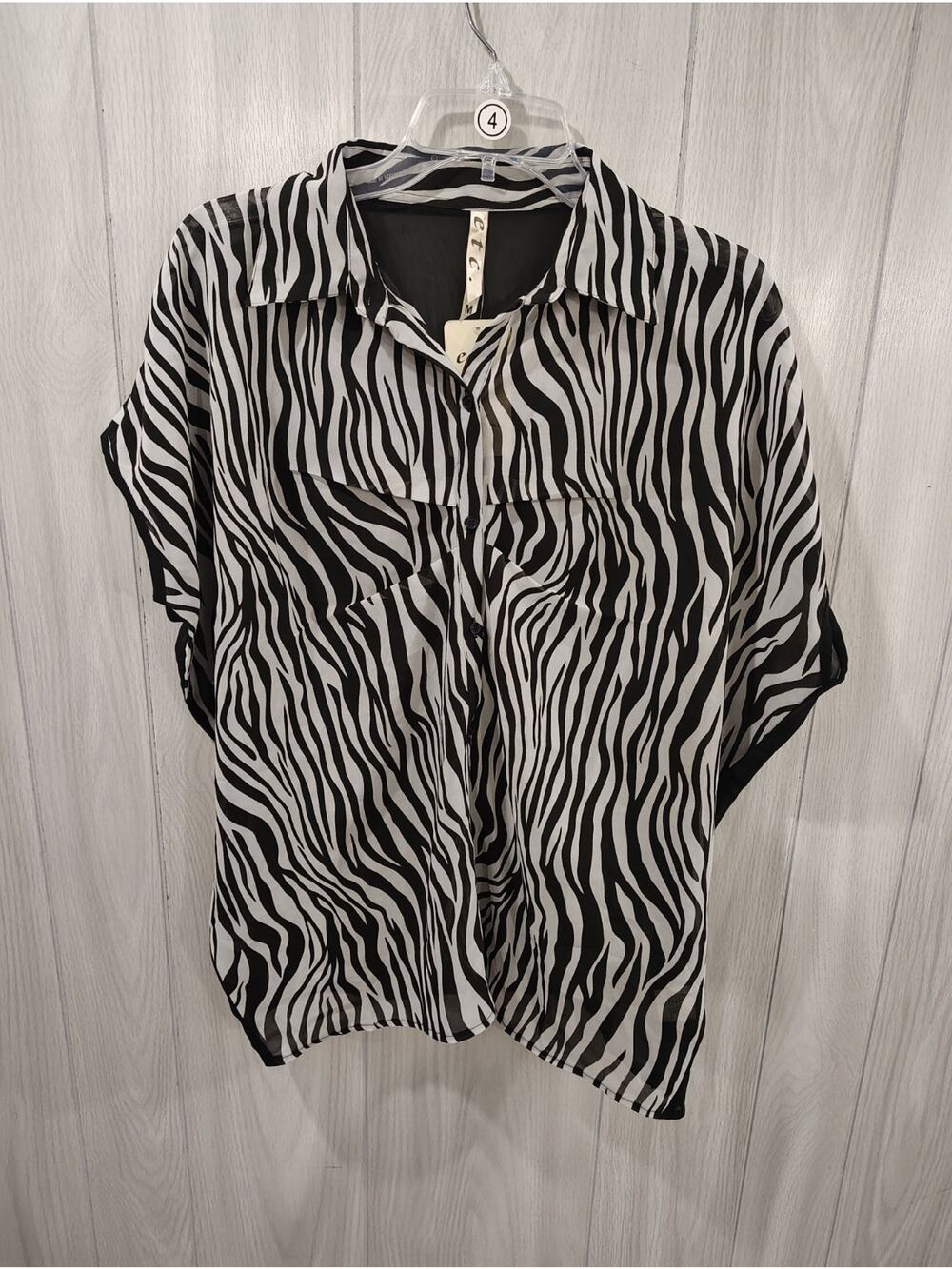 Women's Zebra Print Sheer Top NWT Size M Feminine Office Night Out Date Night